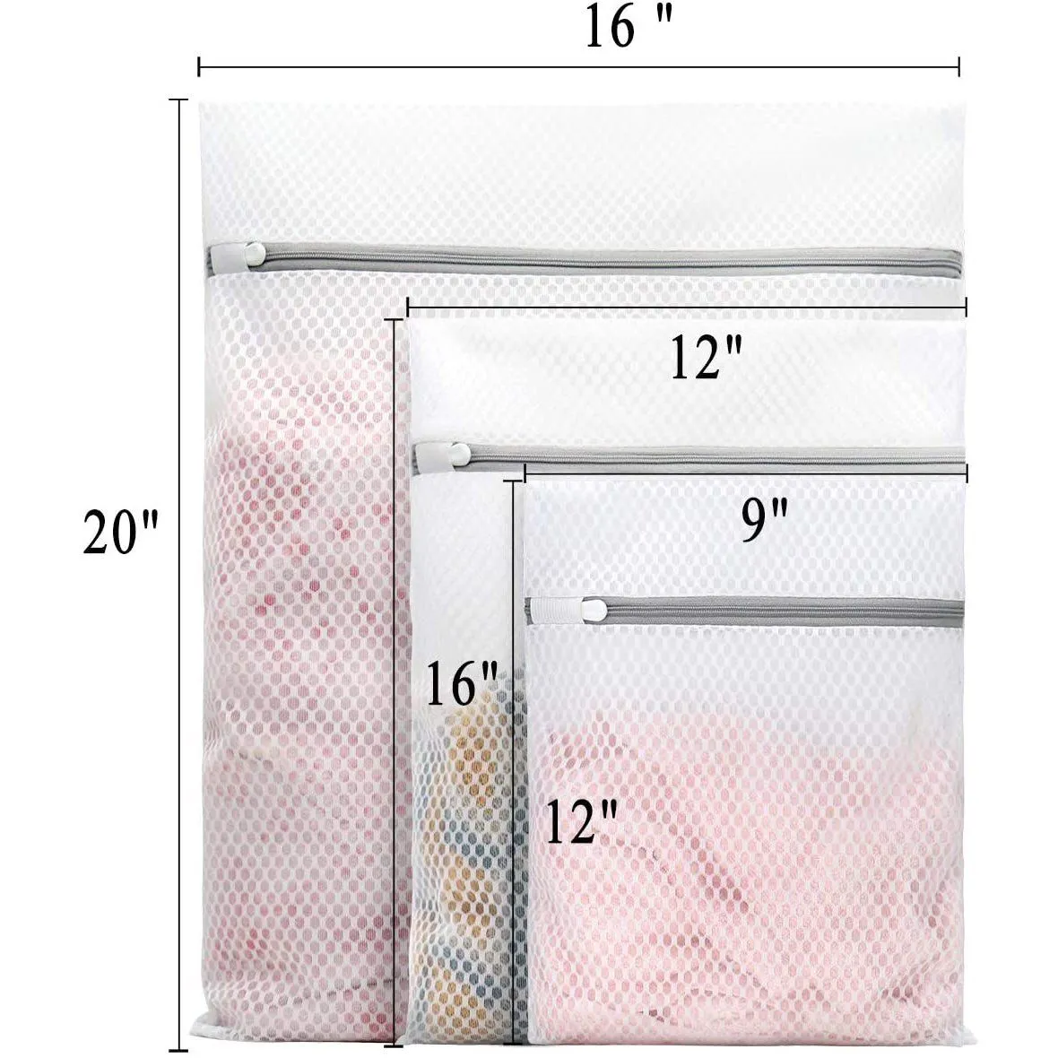 3-Pack: Durable Honeycomb Mesh Laundry Bags