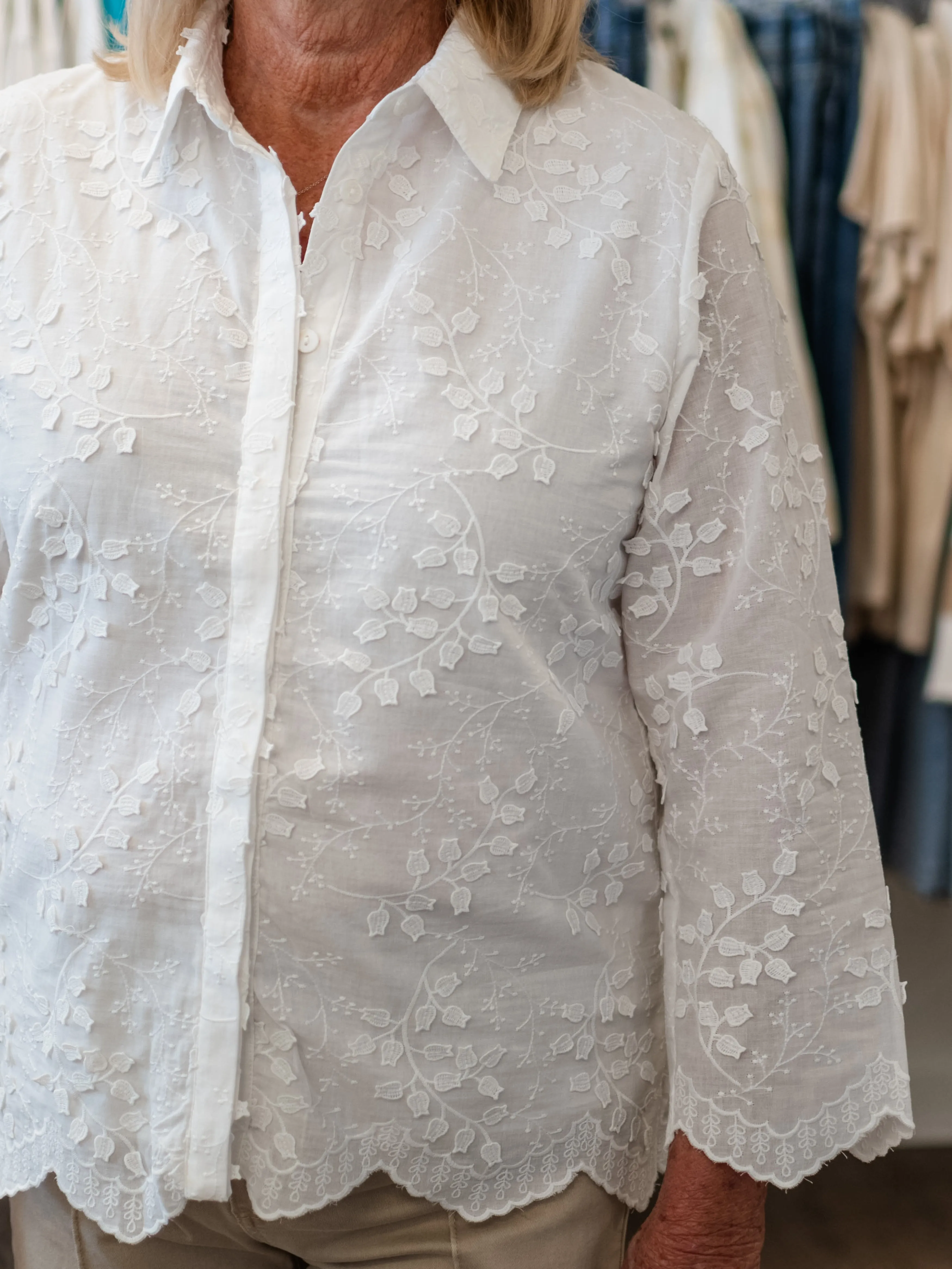 3/4 Floral Applique Blouse by Boho Chic