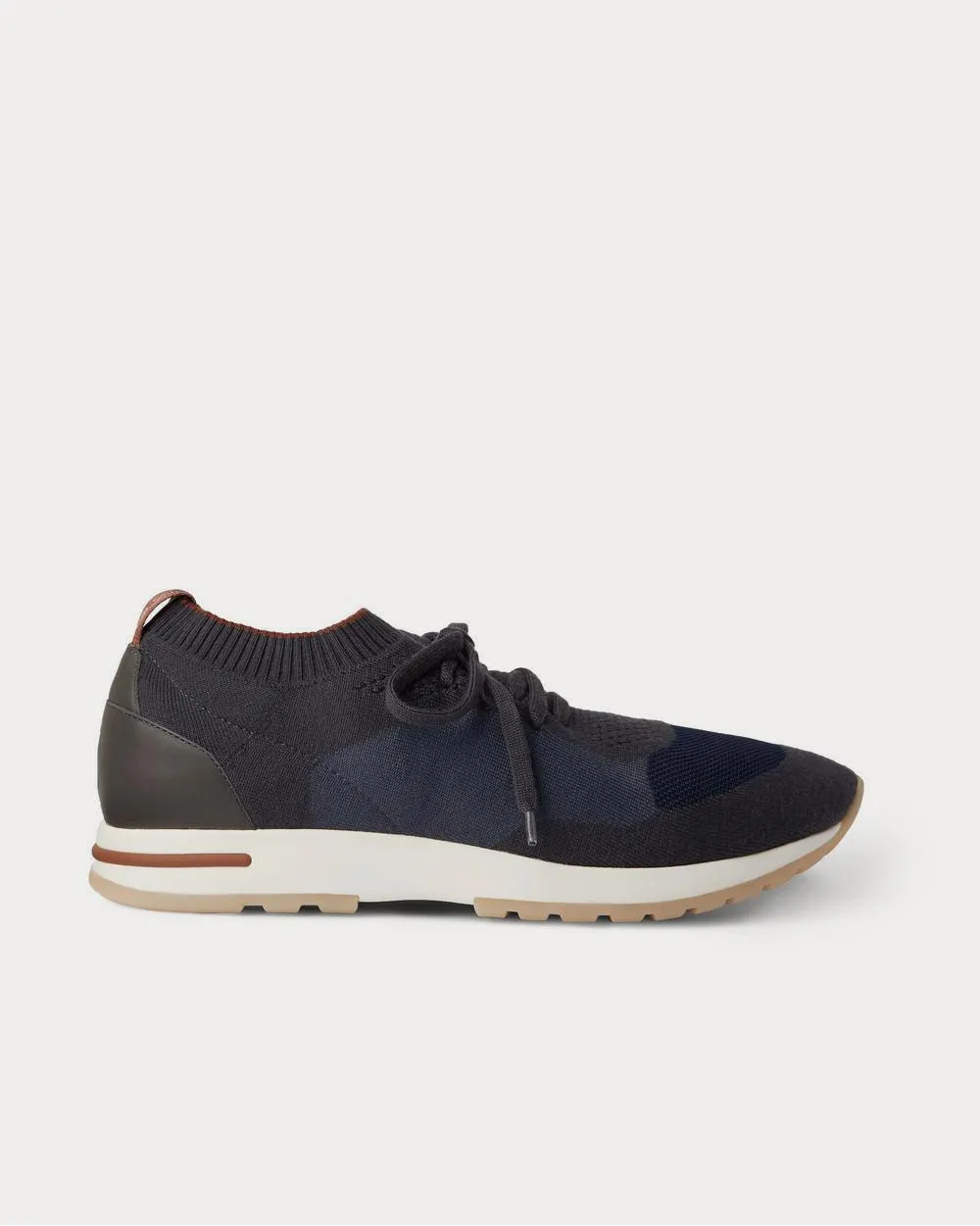 360 Flexy Walk Leather-Trimmed Knitted Wool  Navy low top sneakers