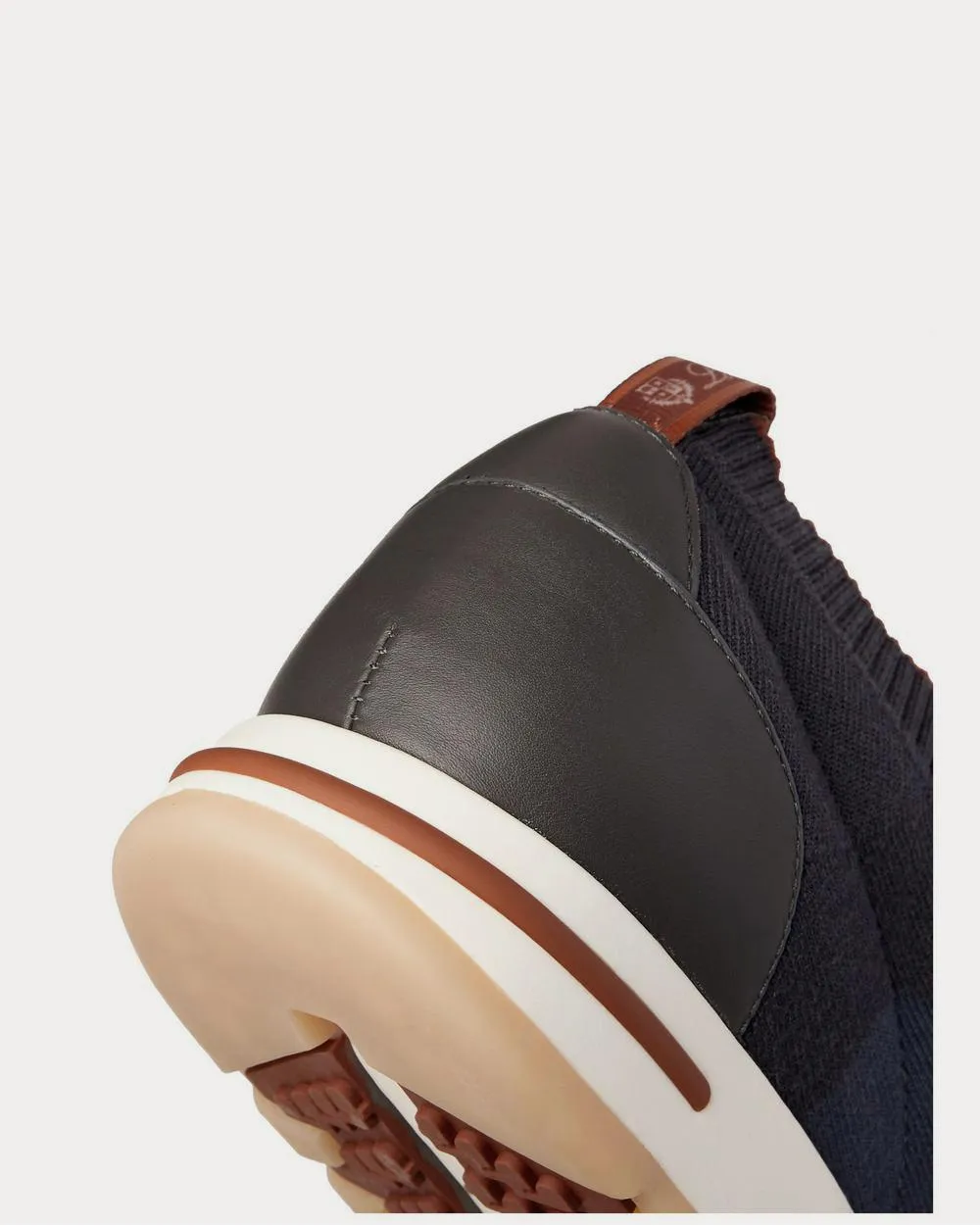 360 Flexy Walk Leather-Trimmed Knitted Wool  Navy low top sneakers