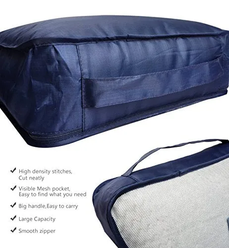 7 Set Travel Cubes,5 Colors Waterproof Mesh Durable Luggage Packing Organizers,1 Travel Shoe