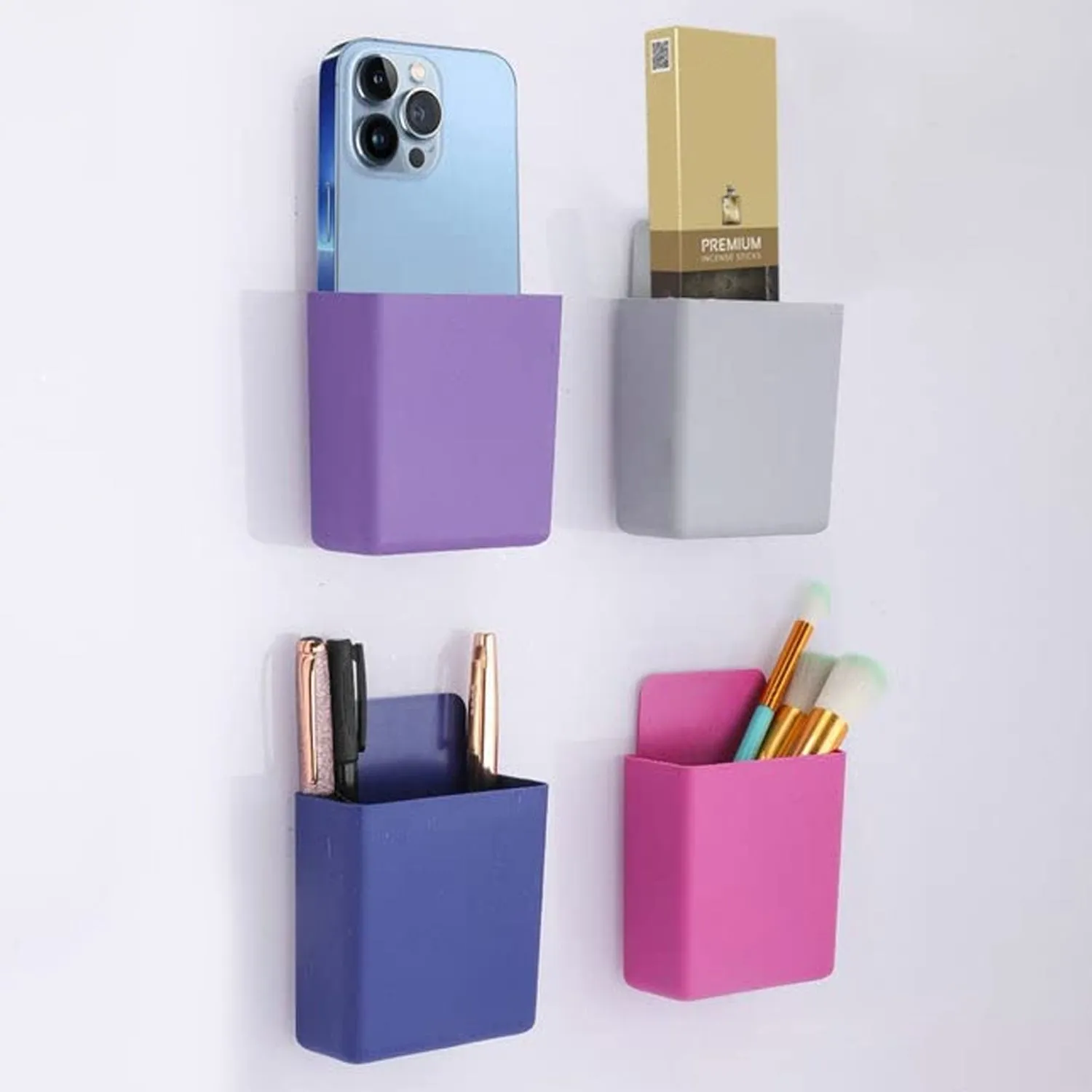 8485  Multipurpose Plastic Wall Mounted Remote & Mobile Holder Stand  (Pack of 4)