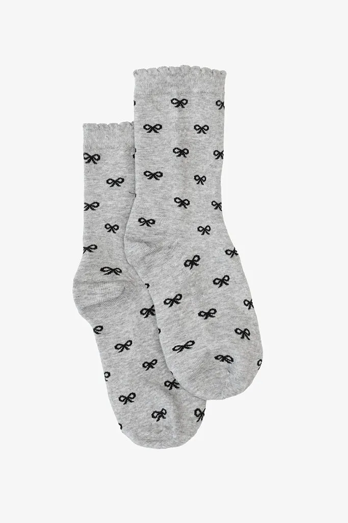 Antler Grey & Black Bows Sock