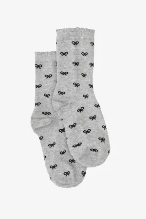 Antler Grey & Black Bows Sock