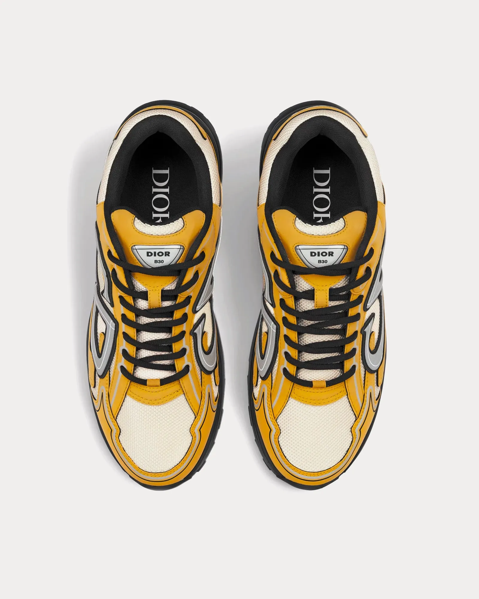 B30 Cream Mesh and Yellow Technical Fabric Low Top Sneakers