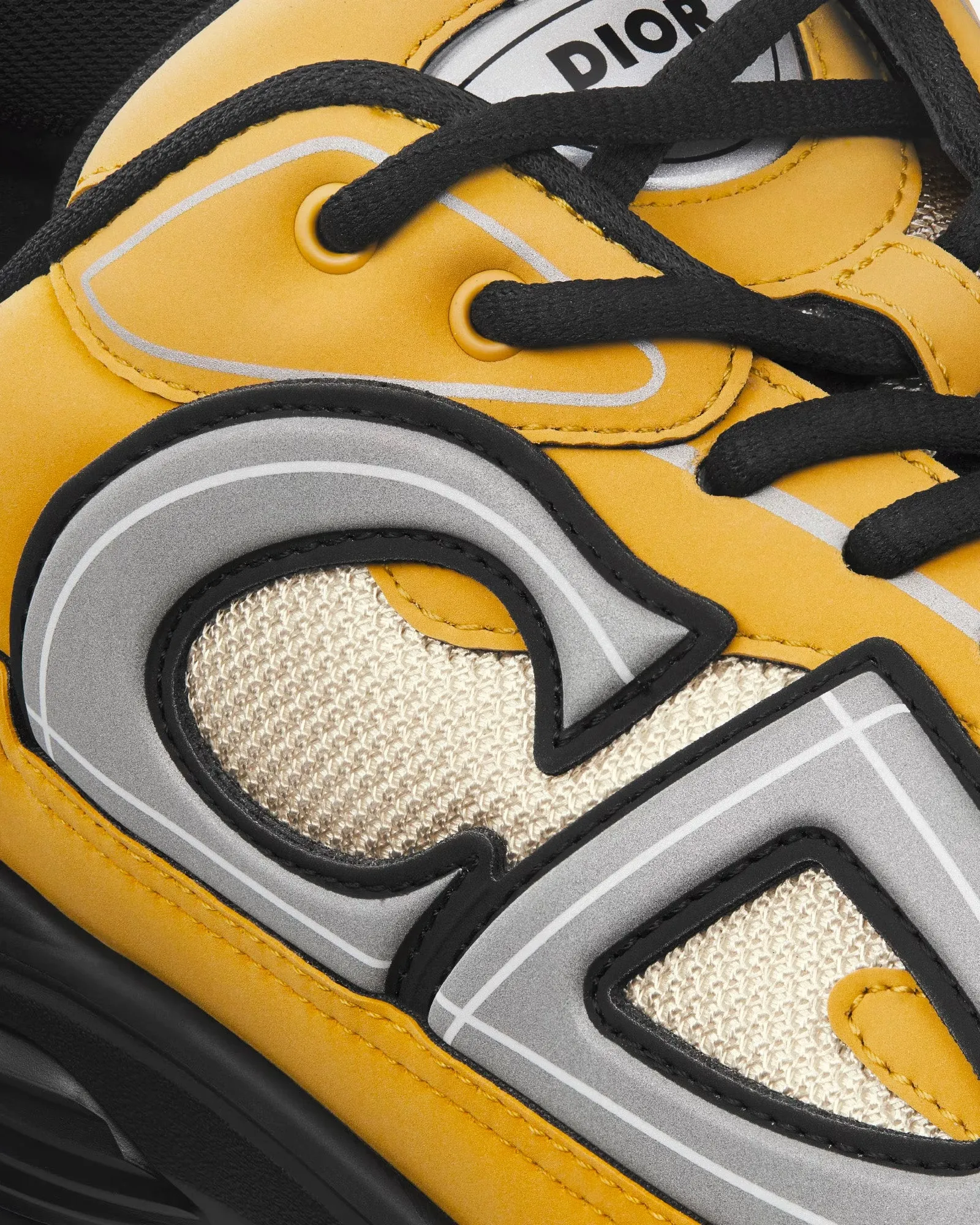 B30 Cream Mesh and Yellow Technical Fabric Low Top Sneakers