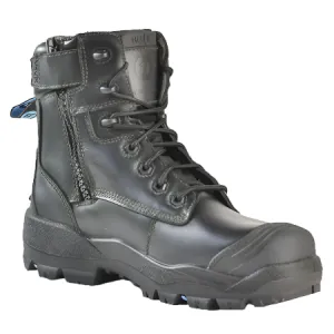 Bata Longreach Zip Sided Lace Up Composite Toe Ultra Black Safety Boot With Scuff Cap (804-66029) (Pre Order)