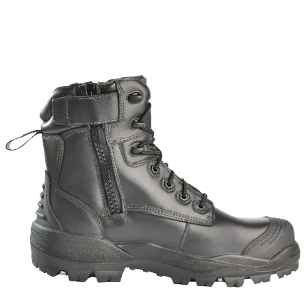 Bata Longreach Zip Sided Lace Up Composite Toe Ultra Black Safety Boot With Scuff Cap (804-66029) (Pre Order)