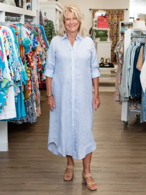 Blue & White Stripe Linen Maxi by Boho Chic