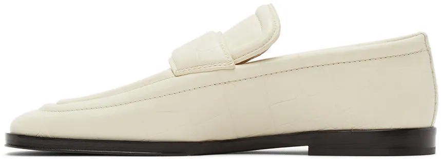 Bottega Veneta Off-White Croc Loafers