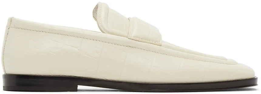 Bottega Veneta Off-White Croc Loafers