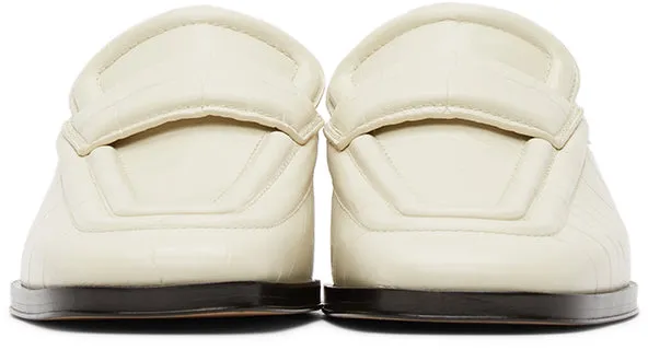 Bottega Veneta Off-White Croc Loafers