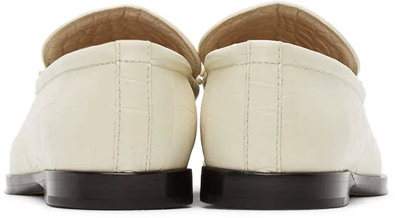 Bottega Veneta Off-White Croc Loafers