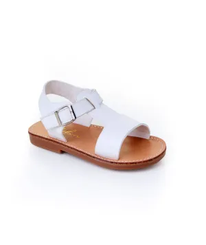 Boys & Girls White Matt Velcro Strap Summer Sandals