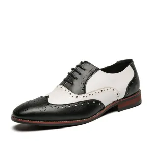 British Style Hit Color Lace-Up Brogues Low-Cut Personality Men's Shoes Trend