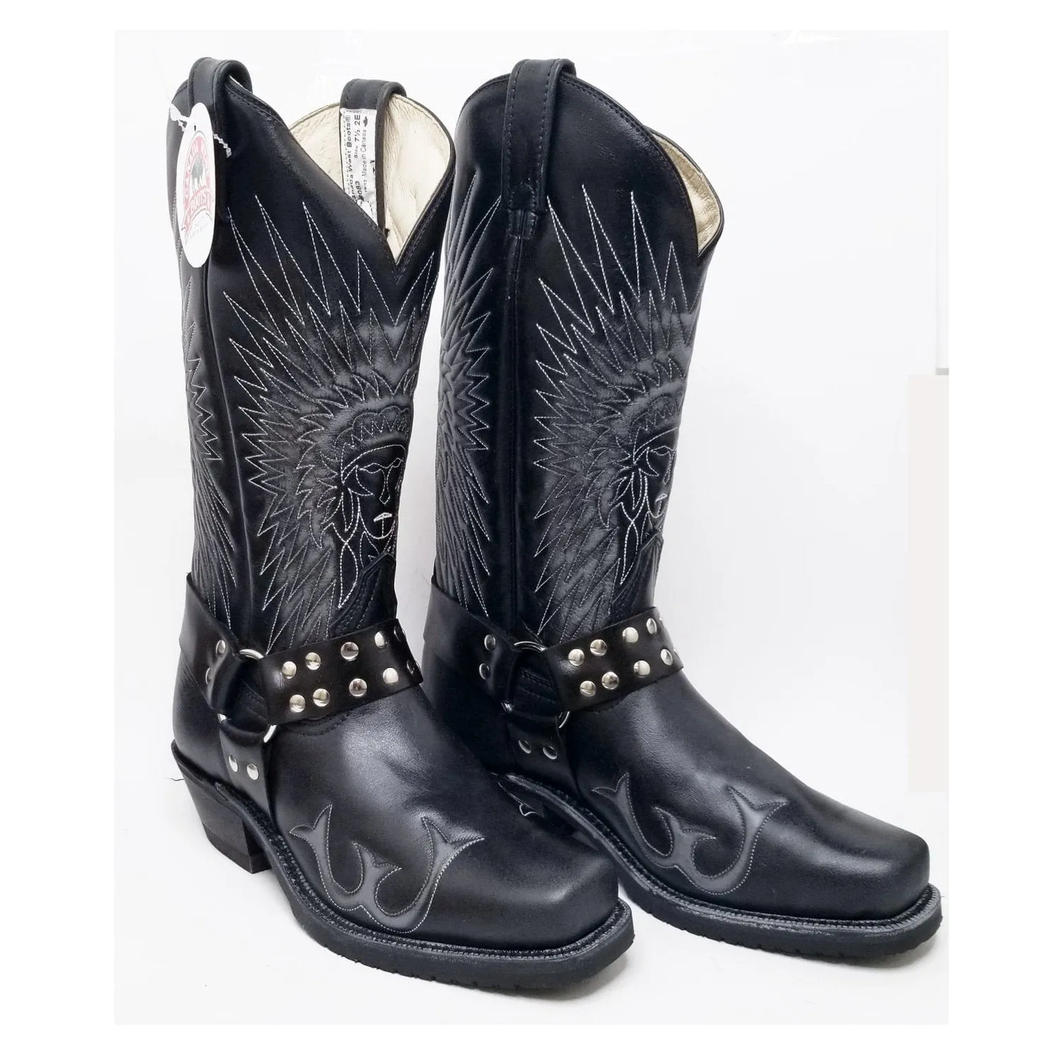 Canada West Boots Men's Western Biker Black - Clearance