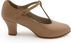 Capezio Women's Jr. Footlight T-Strap Character Shoe Oxford, 7 Wide Black