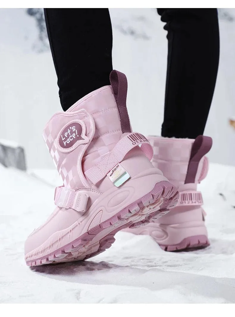 Children Warm Plush Rubber Fashion Sneakers Outdoor Girls Boys  Kids Boots