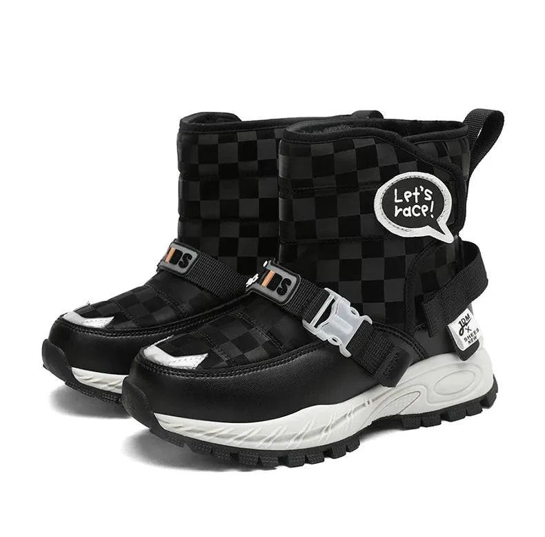 Children Warm Plush Rubber Fashion Sneakers Outdoor Girls Boys  Kids Boots