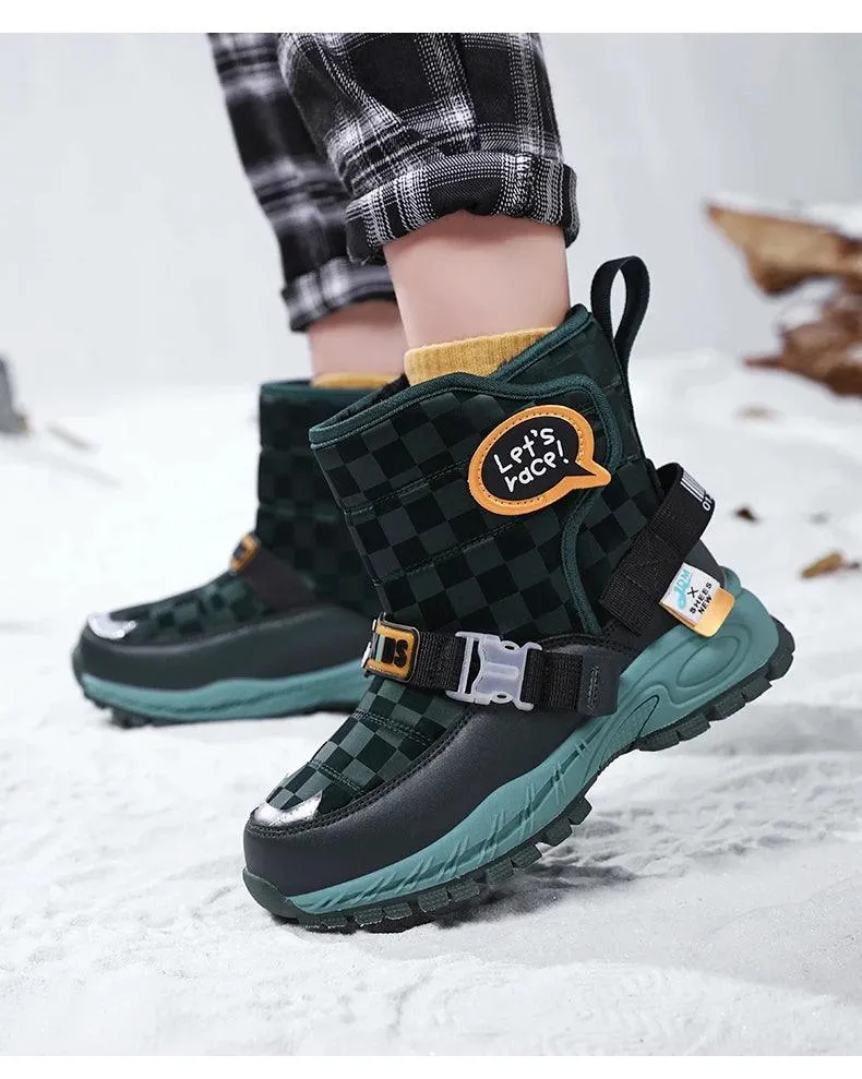 Children Warm Plush Rubber Fashion Sneakers Outdoor Girls Boys  Kids Boots