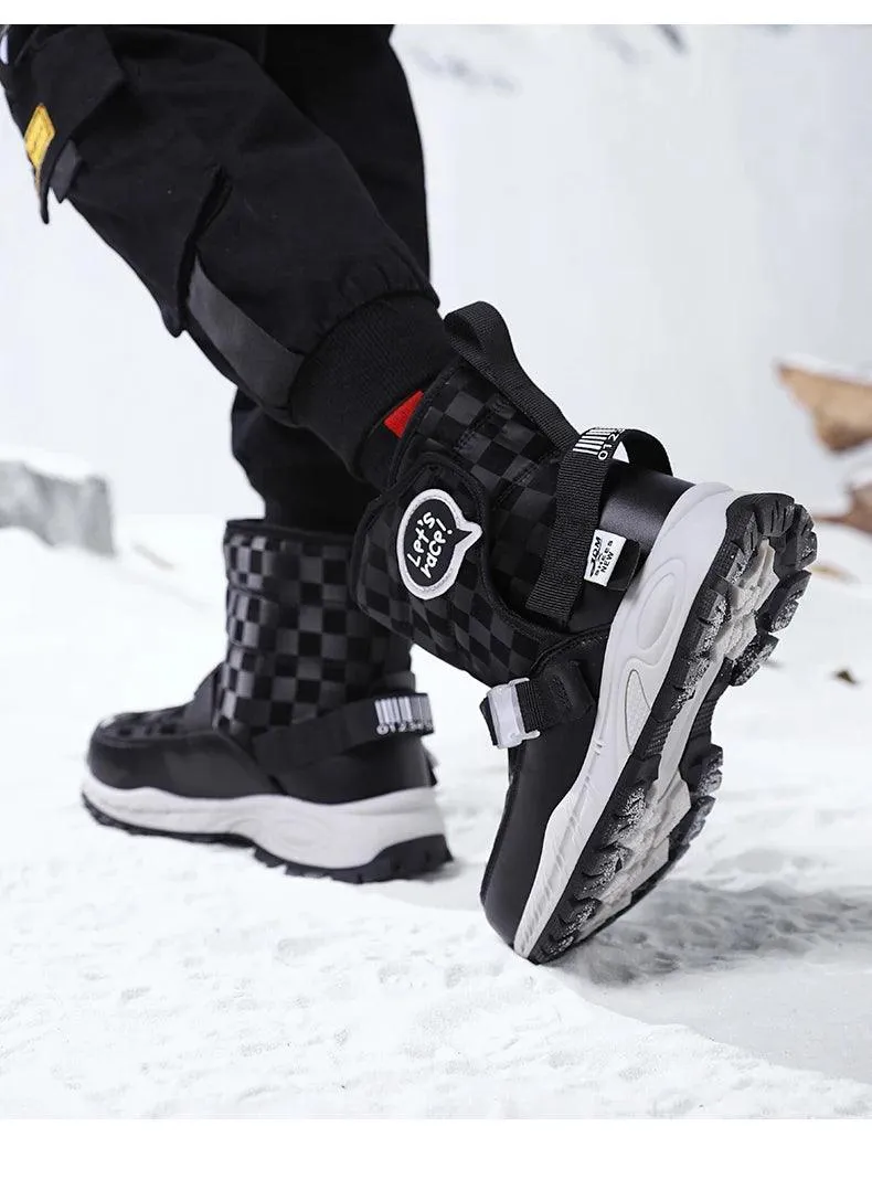 Children Warm Plush Rubber Fashion Sneakers Outdoor Girls Boys  Kids Boots