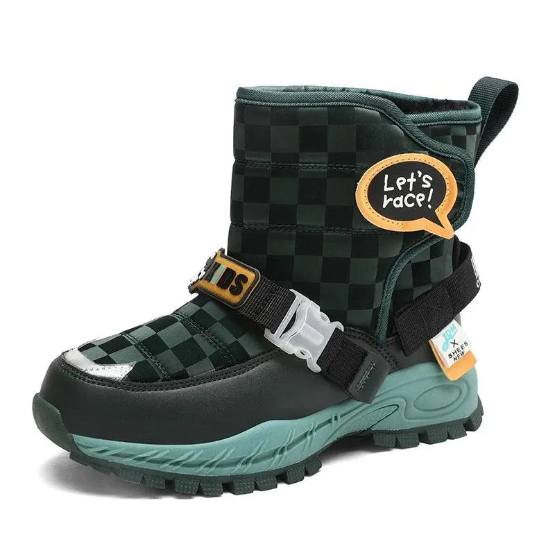 Children Warm Plush Rubber Fashion Sneakers Outdoor Girls Boys  Kids Boots