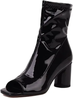 Cozivwaiy Women Fashion Peep Toe Ankle Boots High Heel Autumn Shoes Zipper Stretchy Boots Ankle High Party Shoes Size 2-11.5