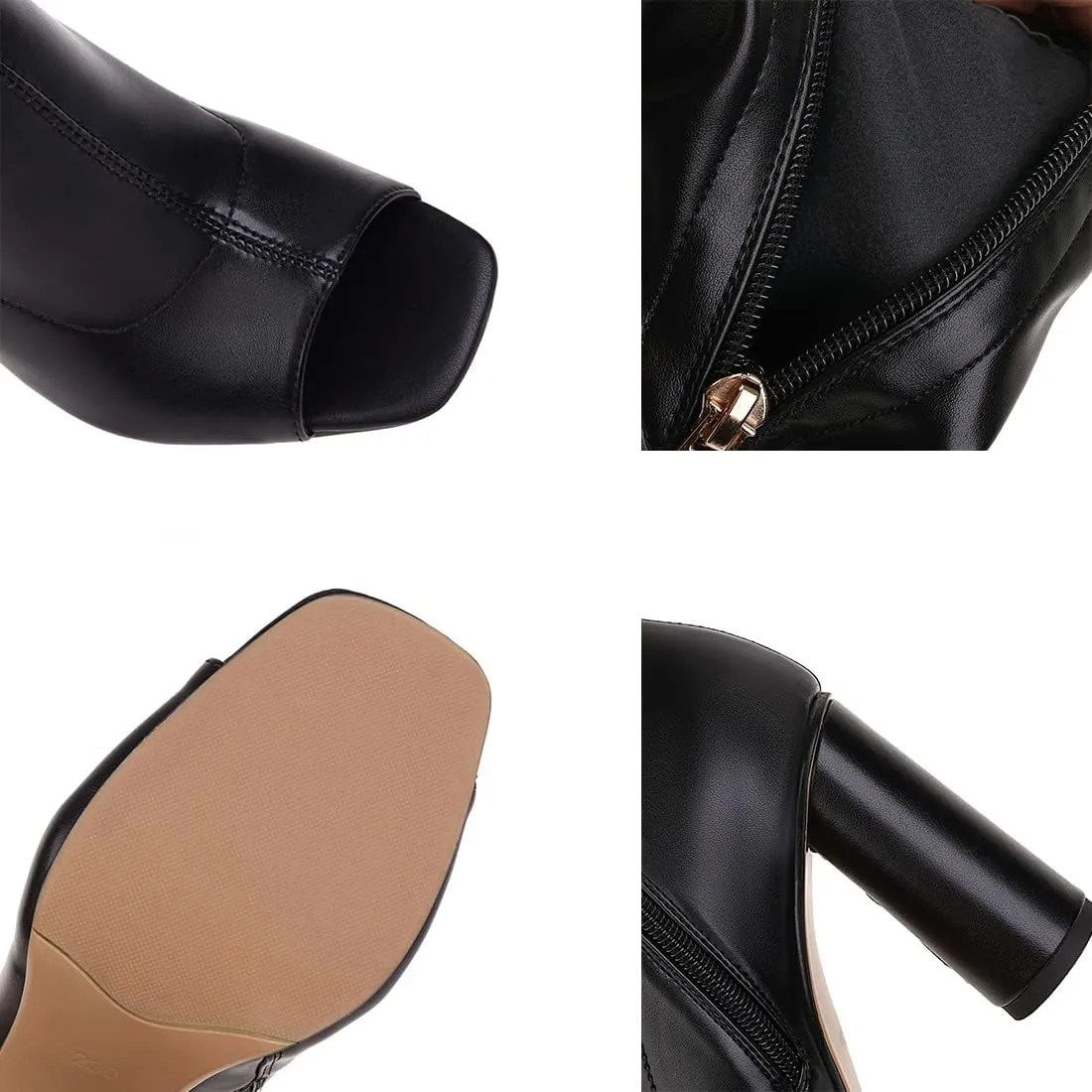 Cozivwaiy Women Fashion Peep Toe Ankle Boots High Heel Autumn Shoes Zipper Stretchy Boots Ankle High Party Shoes Size 2-11.5