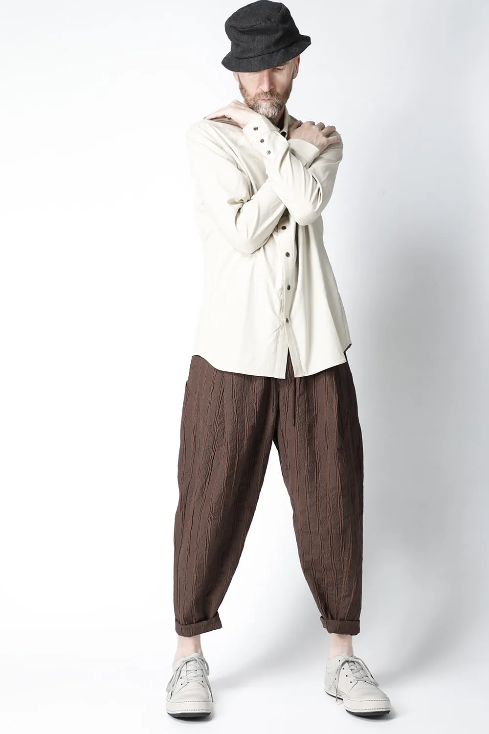 Cropped pants light weight stretch seersucker