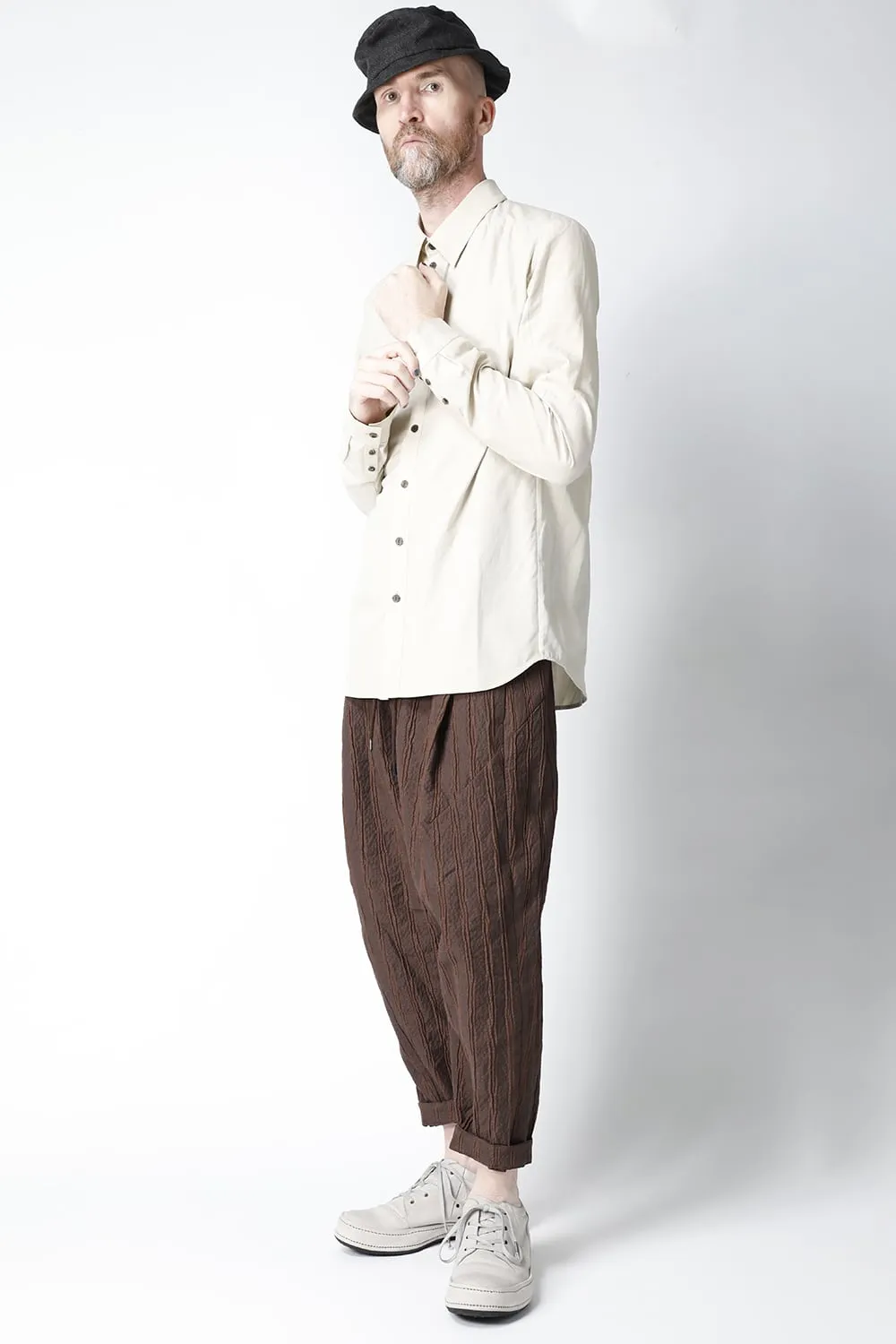 Cropped pants light weight stretch seersucker