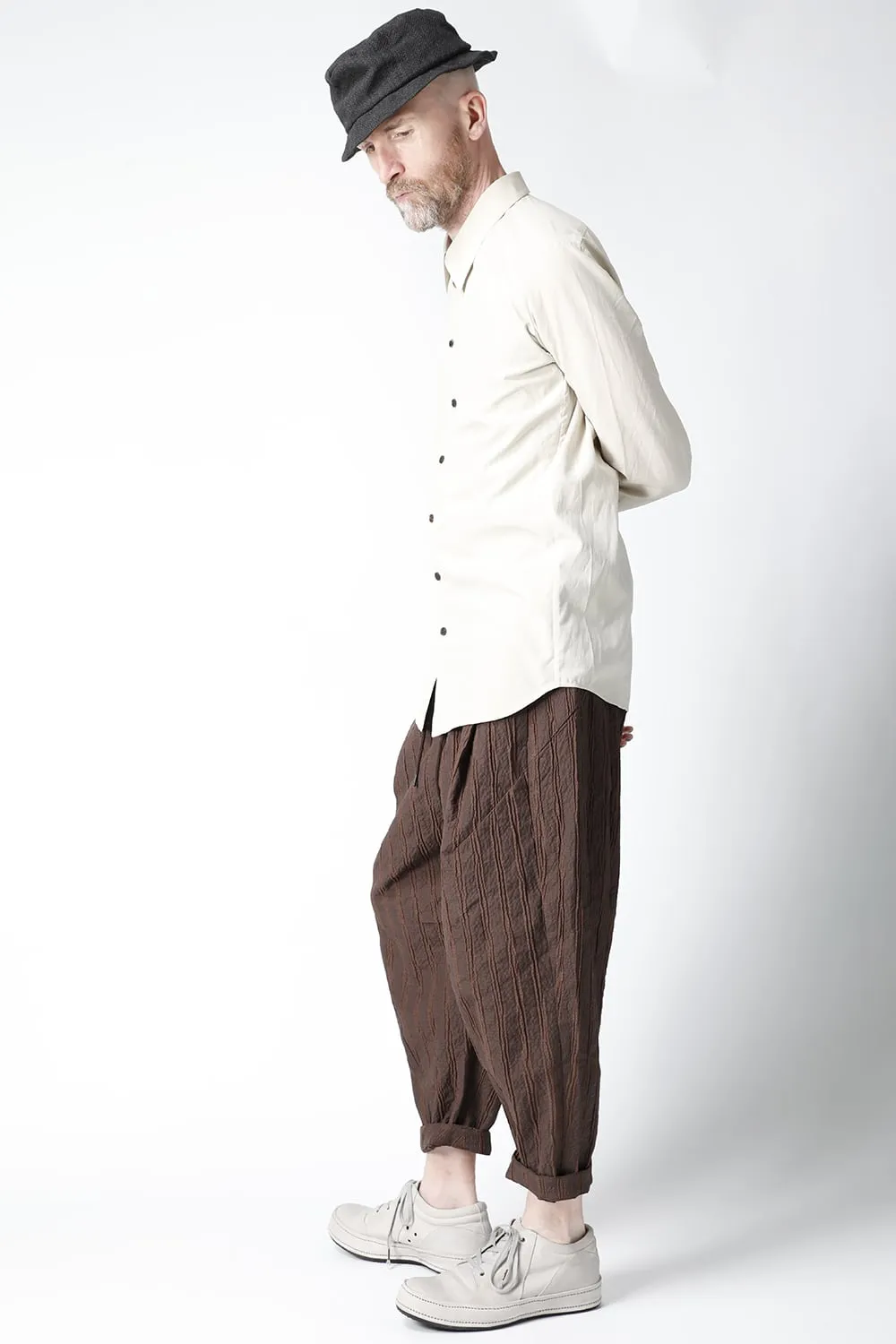 Cropped pants light weight stretch seersucker