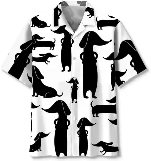 Dachshund Hawaiian Shirts for Men Short Sleeve Aloha Beach Shirt Floral Summer Casual Button Down Shirts