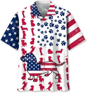 Dachshund Hawaiian Shirts for Men Short Sleeve Aloha Beach Shirt Floral Summer Casual Button Down Shirts