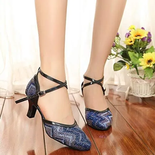 DKZSYIM Women's Professional Latin Dance Shoes Ballroom Wedding Performance Shoes,Model YCL248