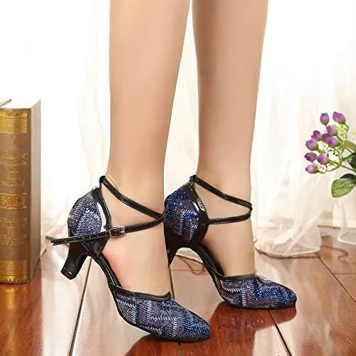 DKZSYIM Women's Professional Latin Dance Shoes Ballroom Wedding Performance Shoes,Model YCL248