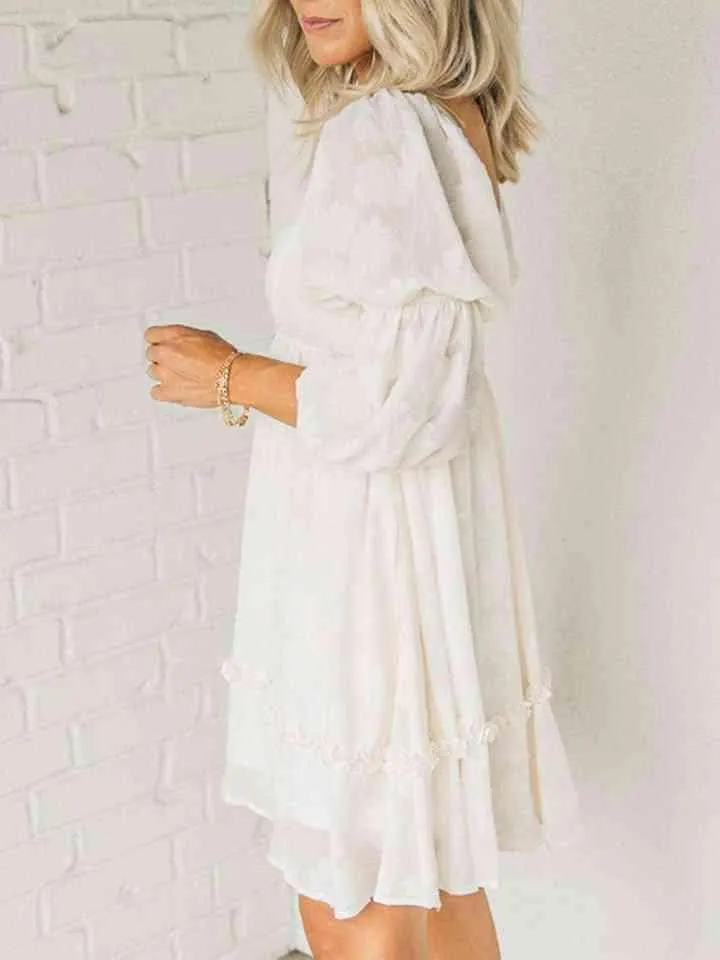 Easy Breezy White Long Sleeve Mini Dress