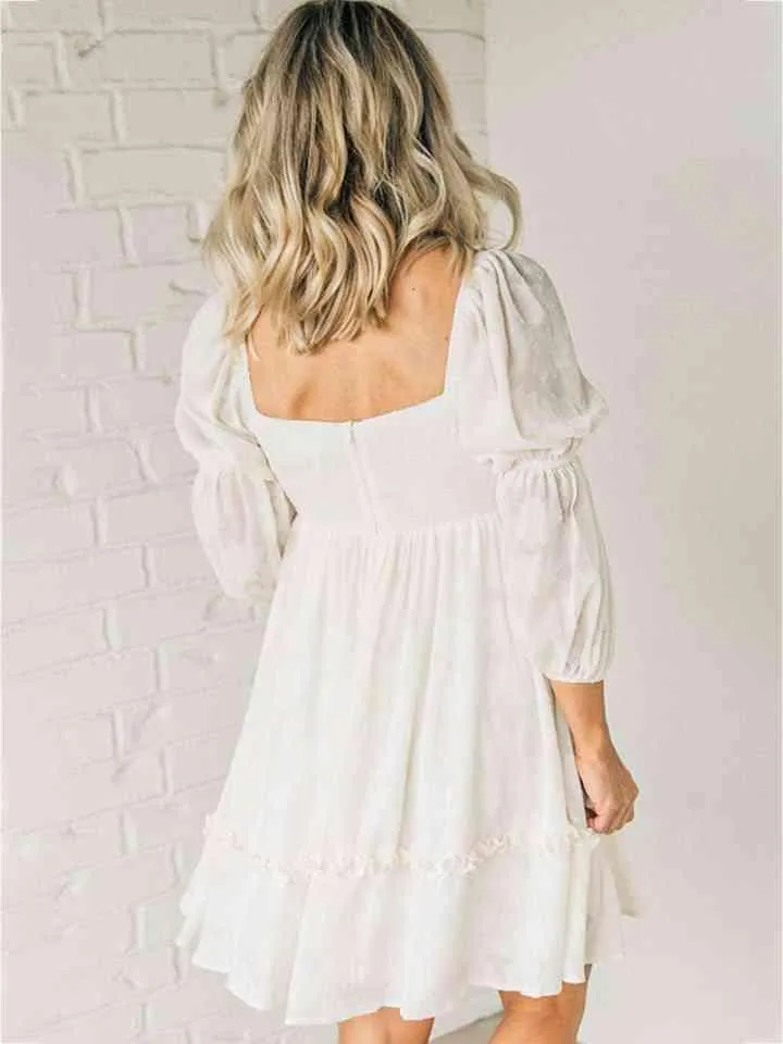 Easy Breezy White Long Sleeve Mini Dress
