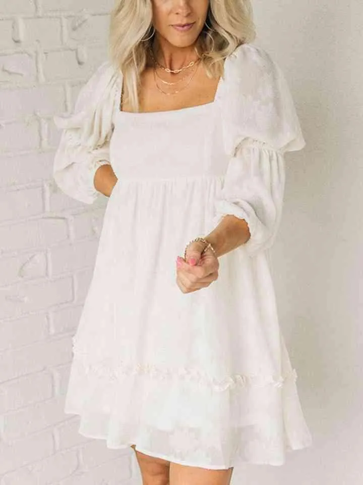Easy Breezy White Long Sleeve Mini Dress