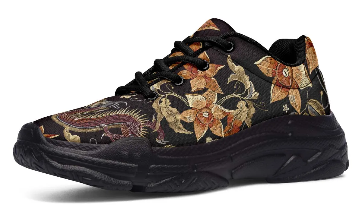 Embroidery Dragon Chunky Sneakers