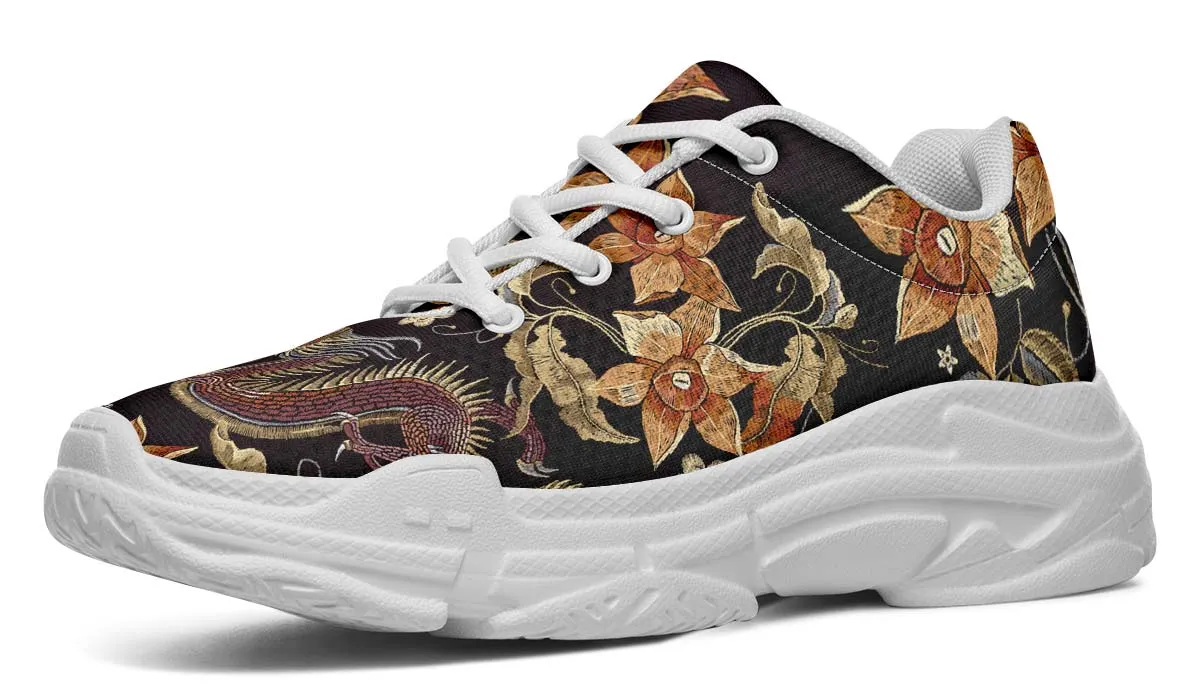 Embroidery Dragon Chunky Sneakers
