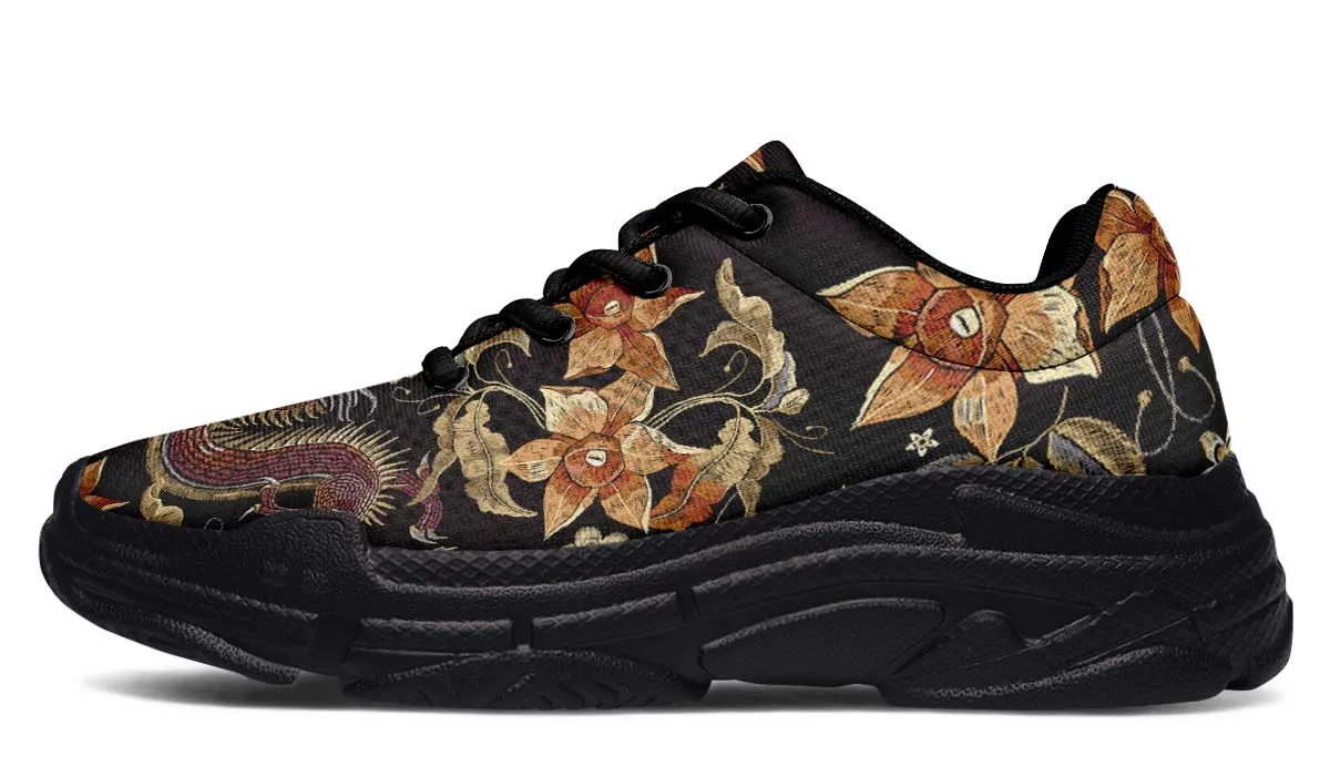 Embroidery Dragon Chunky Sneakers