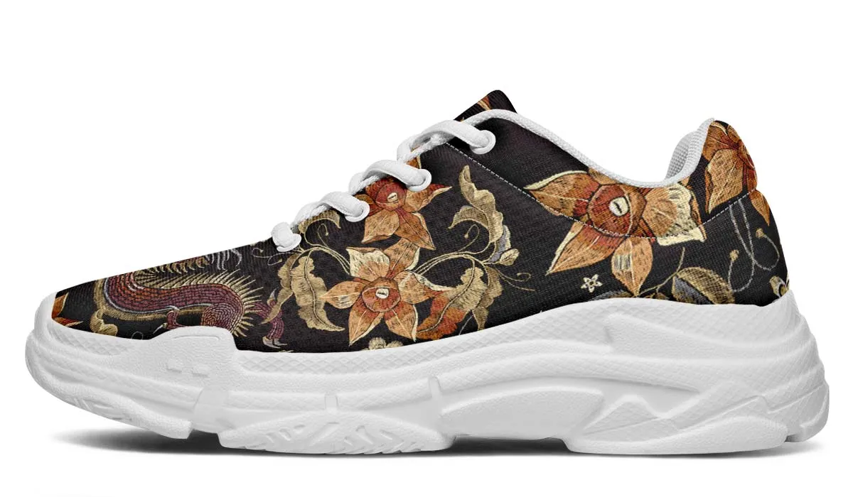 Embroidery Dragon Chunky Sneakers