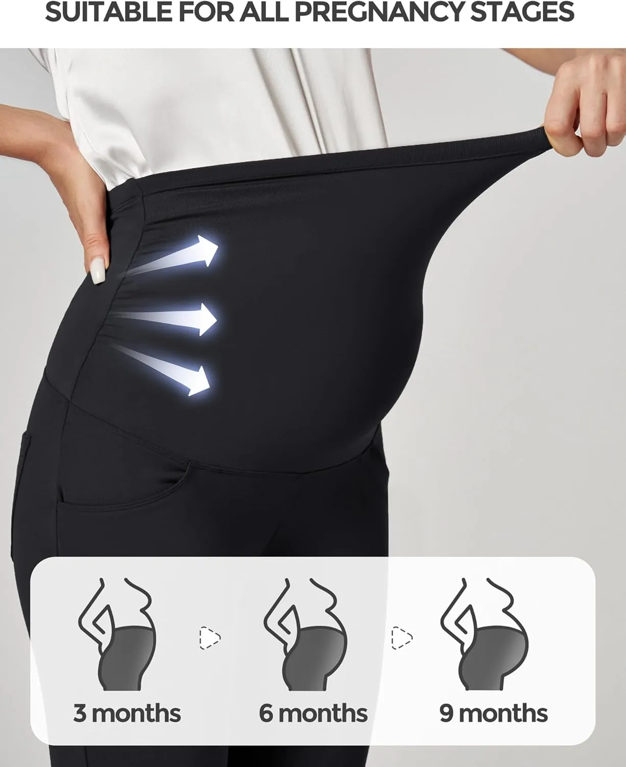 Ewedoos Maternity Pants for Women Stretchy Maternity Clothes Over The Belly Pregnancy Dress Work Pants with Pockets