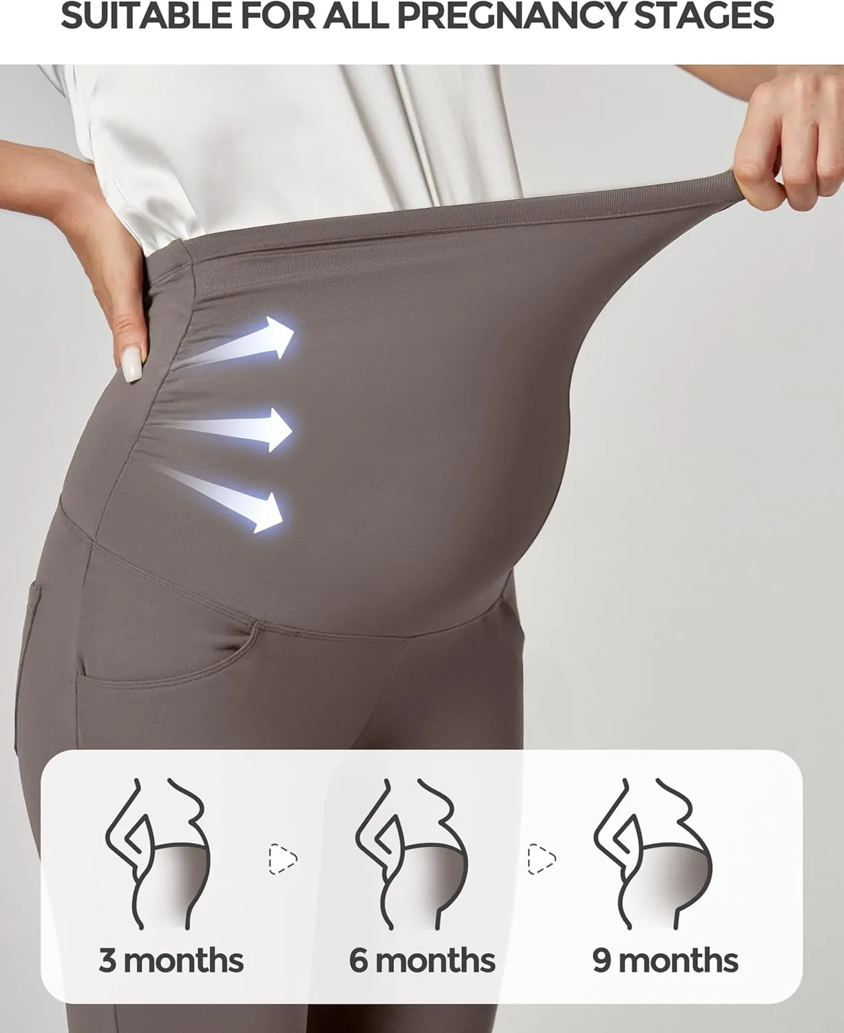 Ewedoos Maternity Pants for Women Stretchy Maternity Clothes Over The Belly Pregnancy Dress Work Pants with Pockets