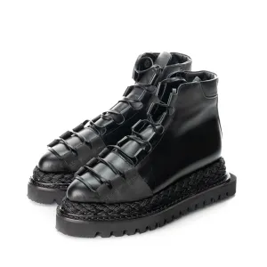 Fall Joy - New Day black leather lace-up booties