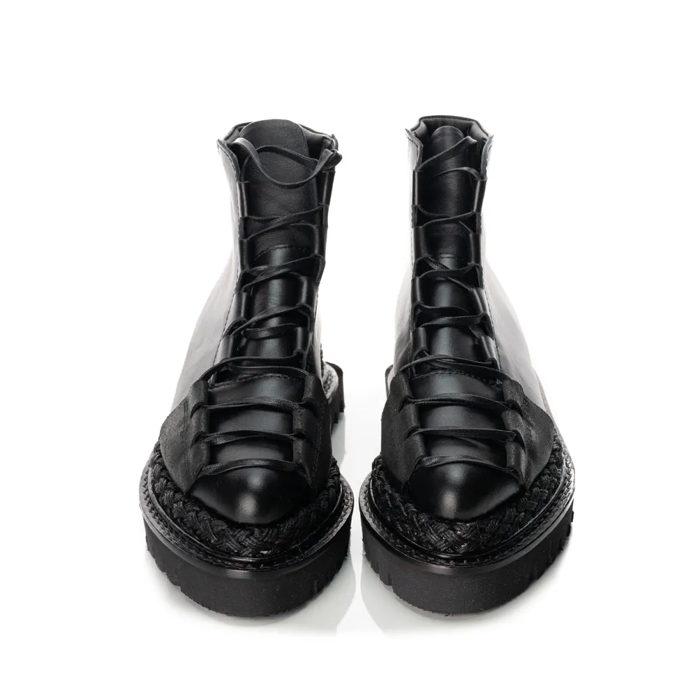 Fall Joy - New Day black leather lace-up booties