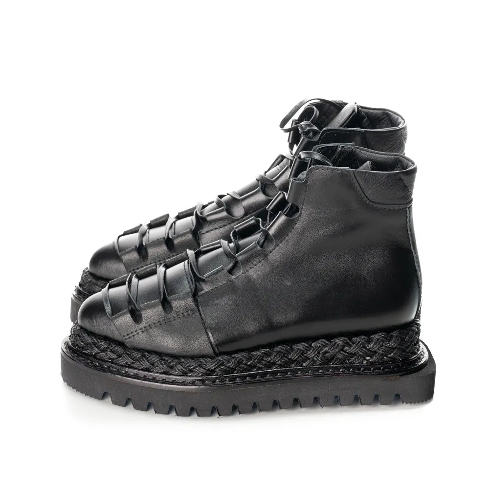 Fall Joy - New Day black leather lace-up booties