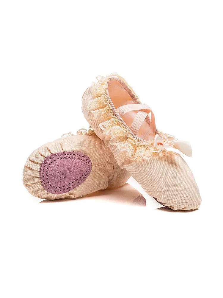 Frenulum-free Lace Bow Soft-soled Ballet Dance Shoes
