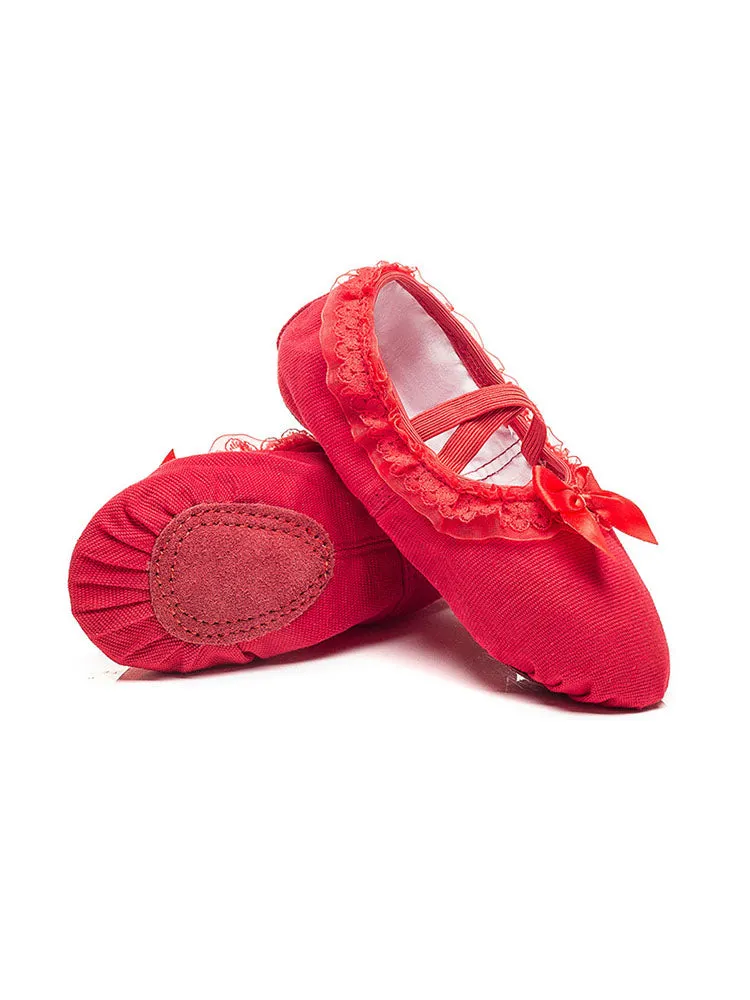 Frenulum-free Lace Bow Soft-soled Ballet Dance Shoes