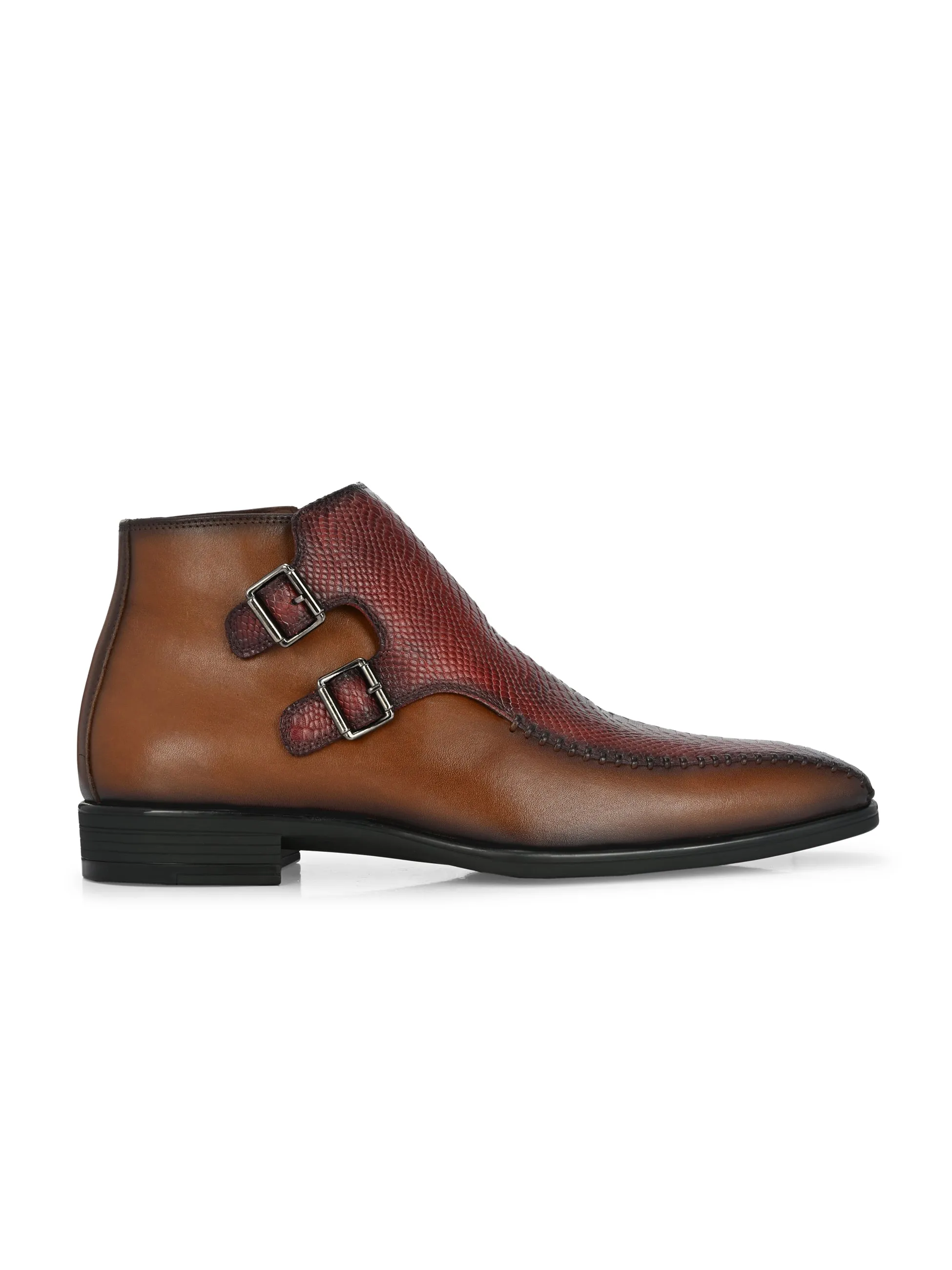 Hitz Men's Tan Leather Buckle Boots